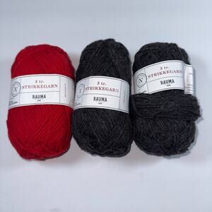 Rauma 3‎ tr. Strikkegarn Yarn 100% Norwegian Wool Three Skeins New and Used!
